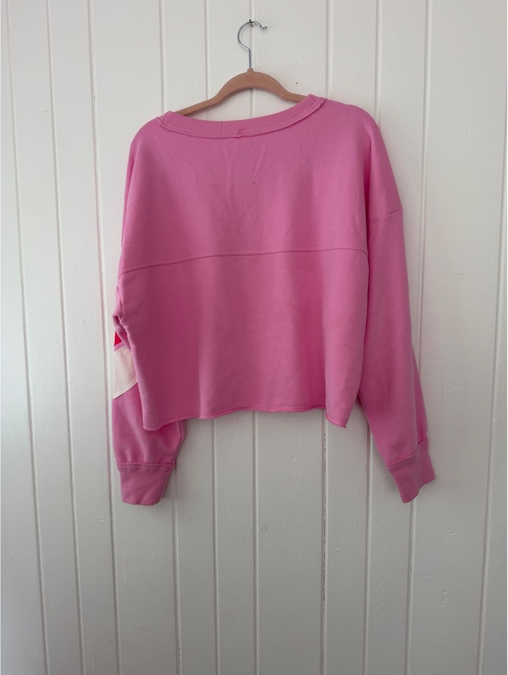 Joy Lab Medium Pink Cropped Sweatshirt with Heart Elbow Patches - Picture 4 of 8